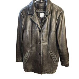 Field Gear Genuine Leather Coat Vtg Black Adult M Removable 3M Thinsulate Liner